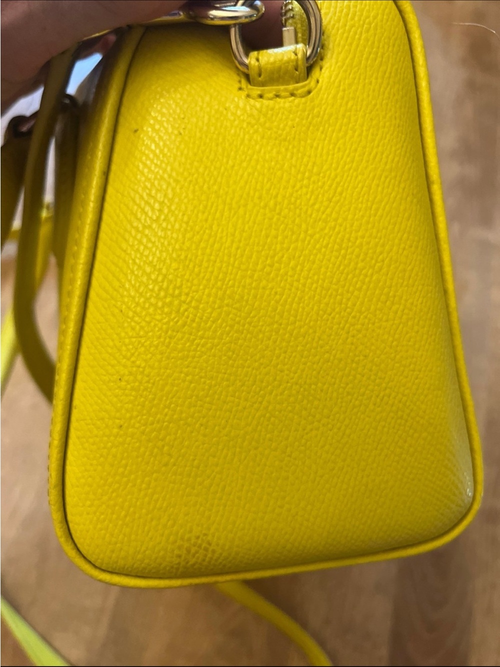 Coach Yellow Leather Satchel with Banana Charm Keyring - Picture 6 of 9